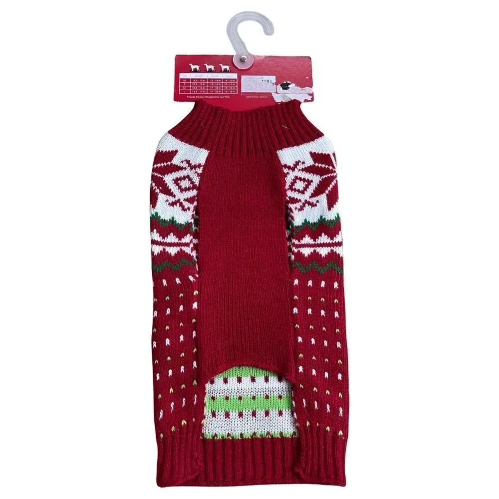 Friends Forever Knit Pet Holiday Red & White Ugly Sweater Medium NWT